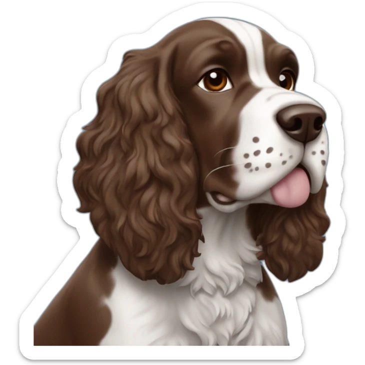 brown springer spaniel wearing detroit lions football helmet and holding football sticker