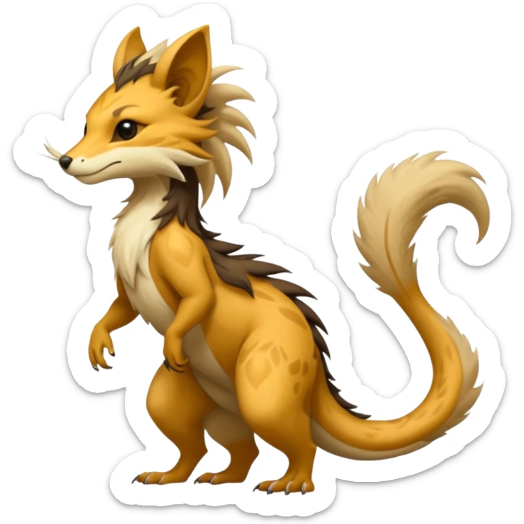 Cool badass furry fantasy-Vernid-creature by LiLaiRa with a long tufted tail (full body) sticker