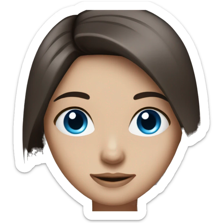 pretty girl with long straight dark brown hair and blue eyes sticker