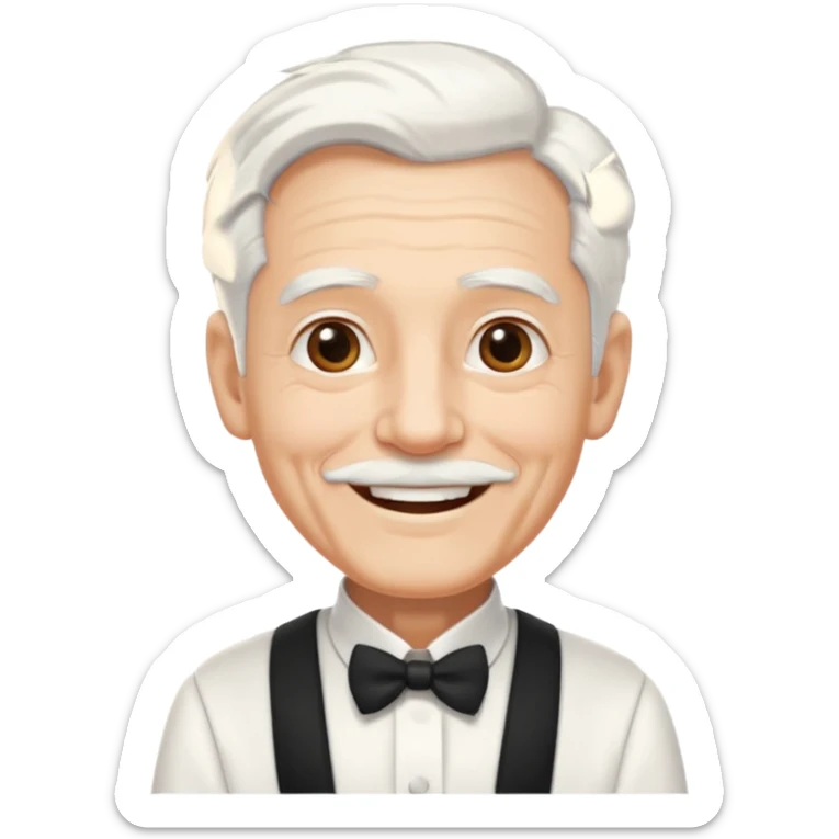 ai aik old man with white hair wearing waitor dress sticker