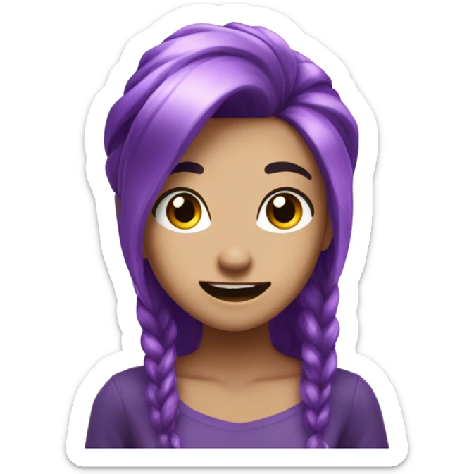 one amethyst jewel purple crystal hair girl excited happy alert awake sticker