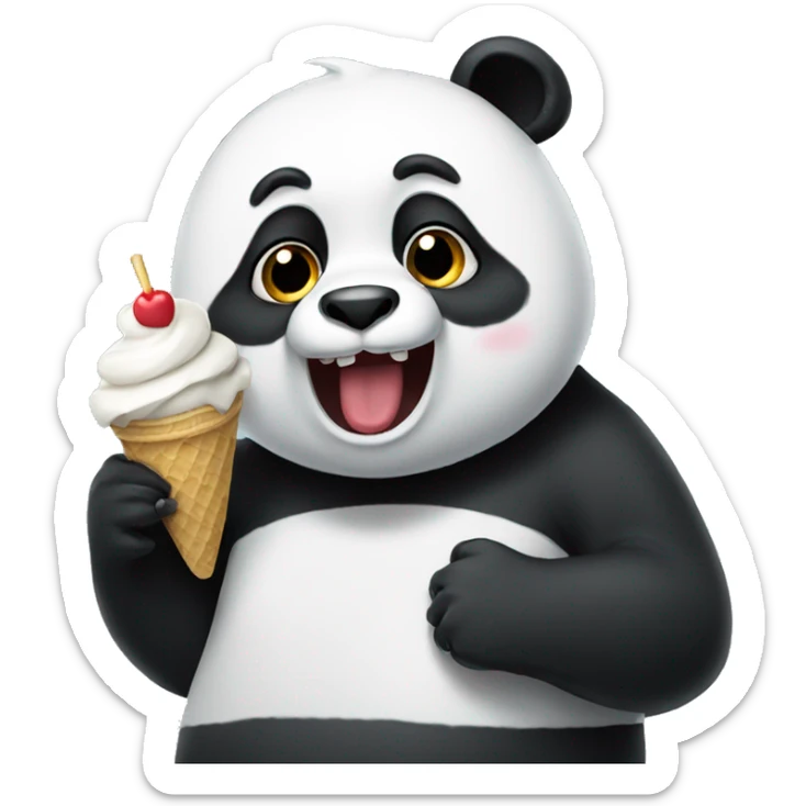 Panda eating ice cream sticker