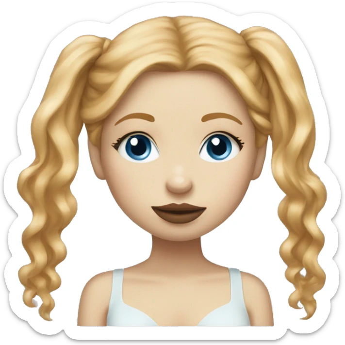 Pale girl, strawberry blonde hair and blue eyes kissing her Yorkie  sticker