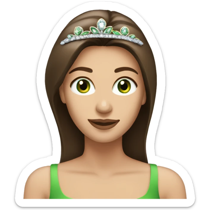 pretty 40 year old woman with grass green eyes and shoulder length straight brown hair diamond tiara sticker