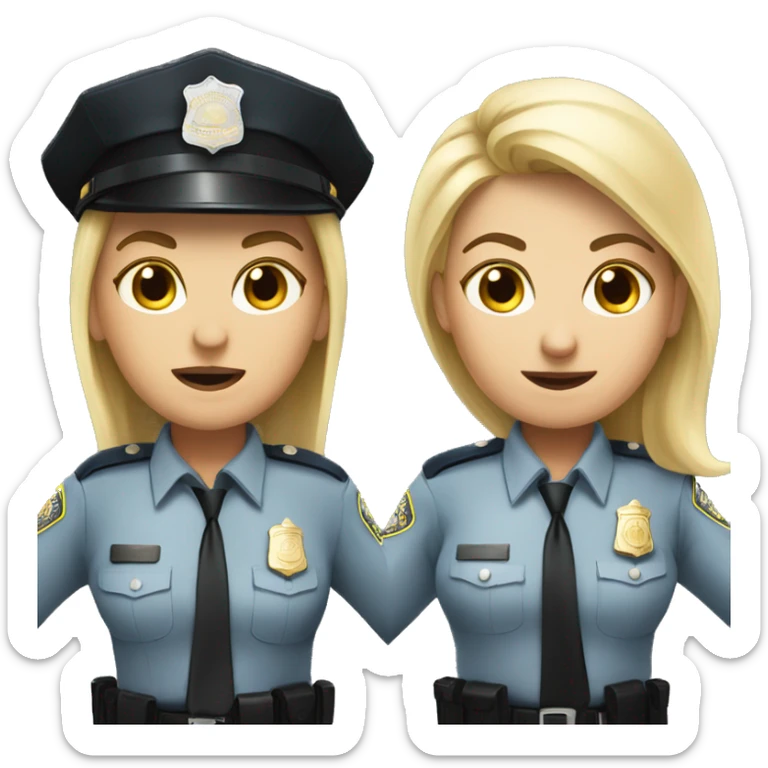 Bad cop (longe blonde hair woman), good cop (short brown hair woman) sticker