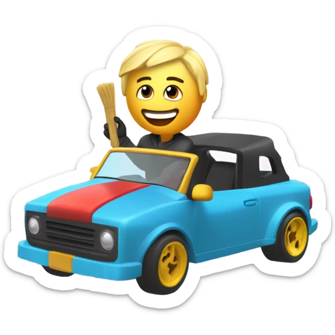 Roblox noob driving a car saying IM DRIVING IN ME MUMS CAR BROOM BROOM sticker