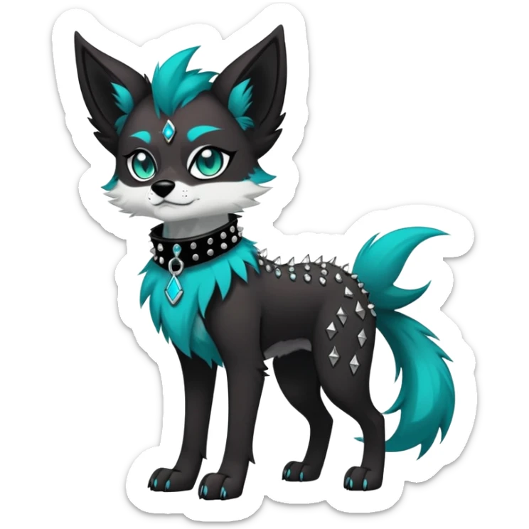 Vibrant dark edgy badass cool Falvie-Fionbri-creature-canine-fursona, full body, with random markings sticker
