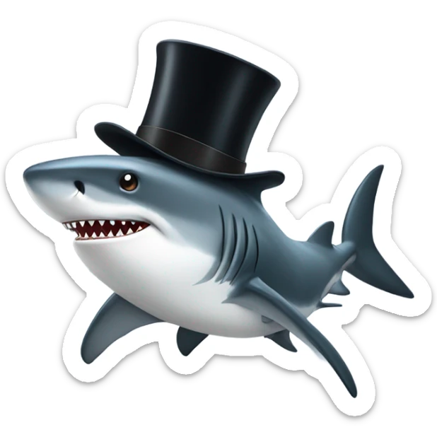 Shark with a top hat sticker