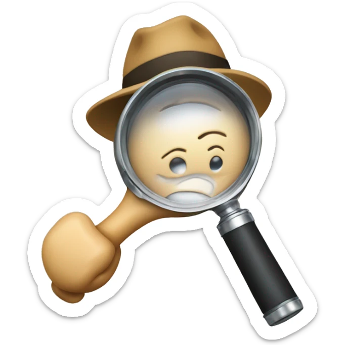 Emoji shows that something is in review. Maybe it could be a detective with magnifying glass. sticker