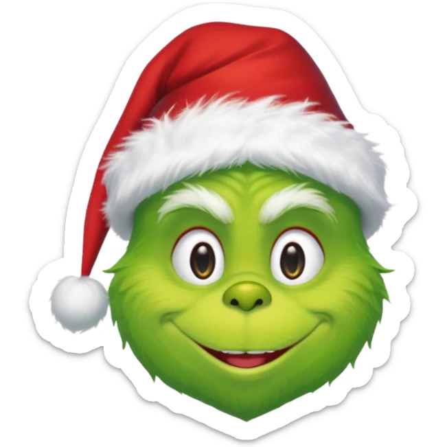 Create an emoji of the grinch from the grinch who stole christmas ith a Santa hat sticker