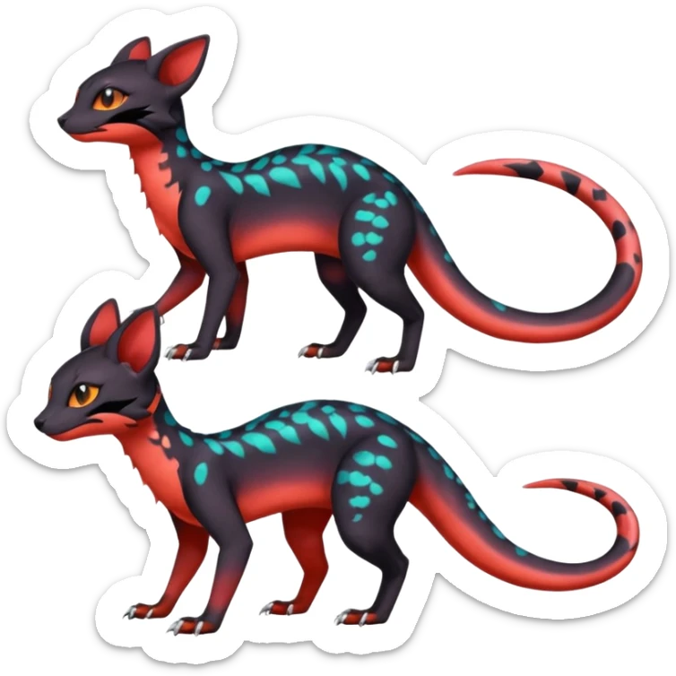 Neon-magma-gradients-colored Salandit-Umbreon-Genet-Noivern-Noibat-Serval-Hybrid (Full body) sticker