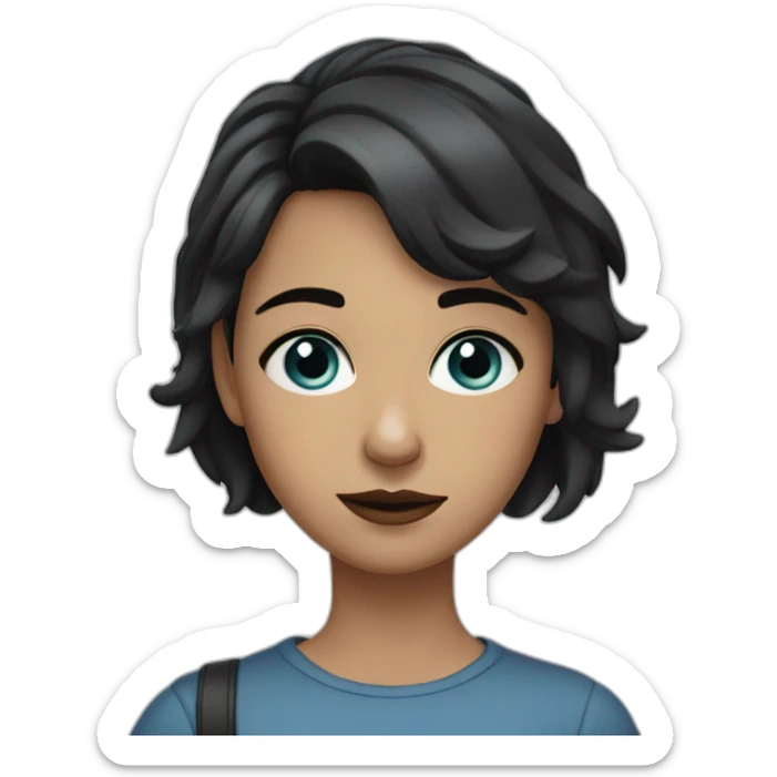 girl - crooked nose - blue eyes - short hair - raven on shoulder sticker