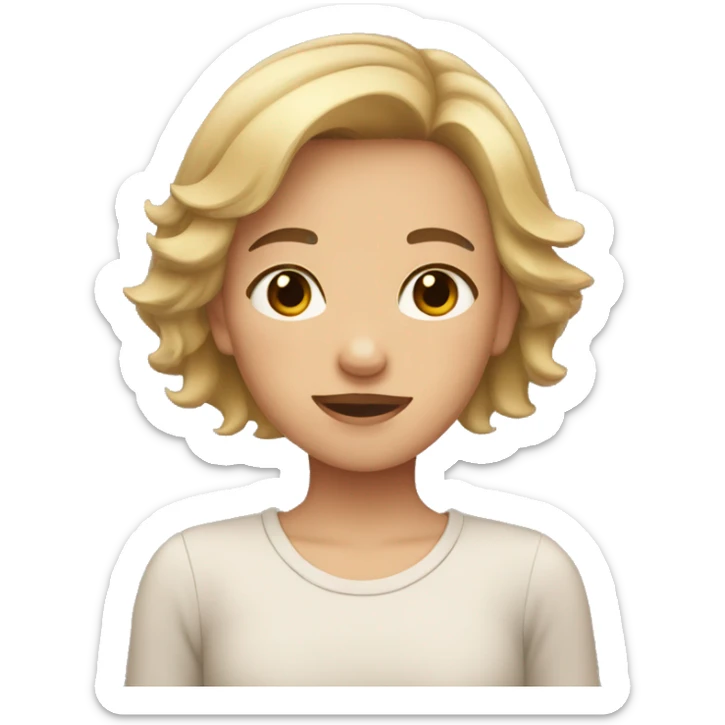 girl with brown short hair that fades into blond heart hands sticker