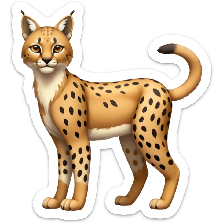 Cute realistic bobcat-lynx-cheetah-caracal-leopard-hybrid-Fakemon full body with patterns and markings sticker