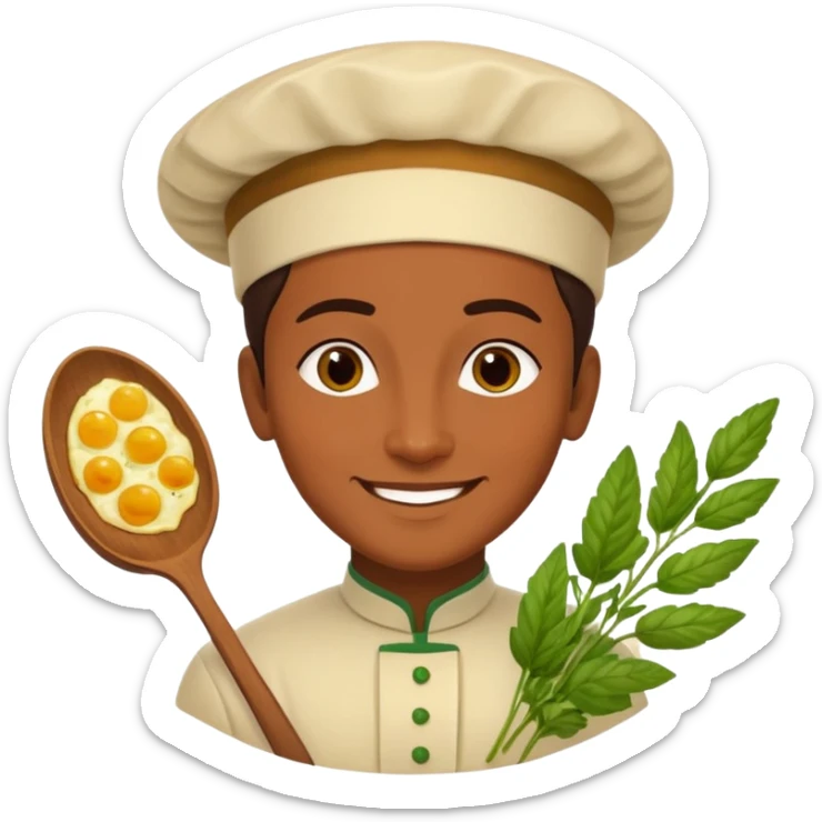 Georgian cuisine avatar in bright emoji-style illustration. Khachapuri and herbs, rich golden and green colors, simple shapes, flat design, strong character. sticker