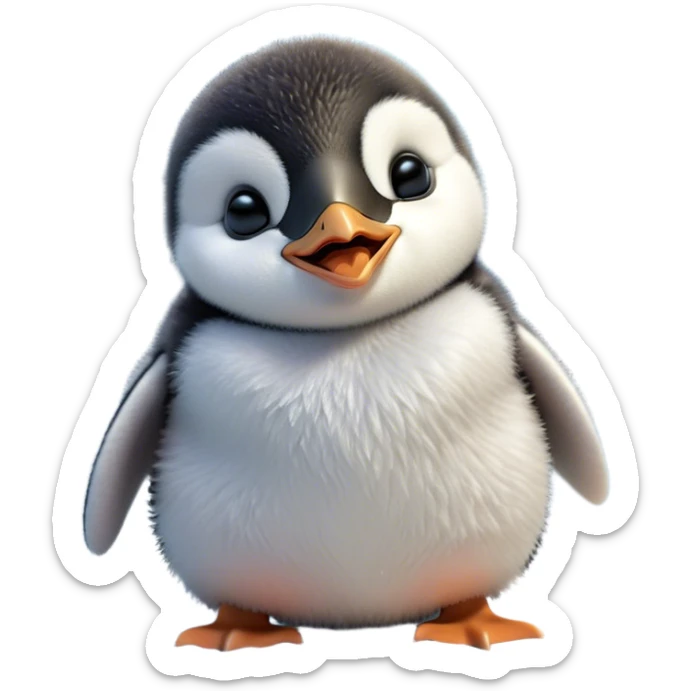 Cinematic Cute Yawning Baby Penguin Portrait Emoji, Head tilted slightly with a dramatic, wide-open yawn, showcasing soft, cuddly feathers and sleepy, half-closed eyes brimming with drowsy contentment, Simplified yet irresistibly adorable features, highly detailed, glowing with a soft, cozy polar glow, high shine, relaxed yet expressive, stylized with a dash of whimsical charm, soft glowing outline, capturing the essence of a drowsy yet affectionate arctic cherub that appears ready to stretch out for a nap! sticker