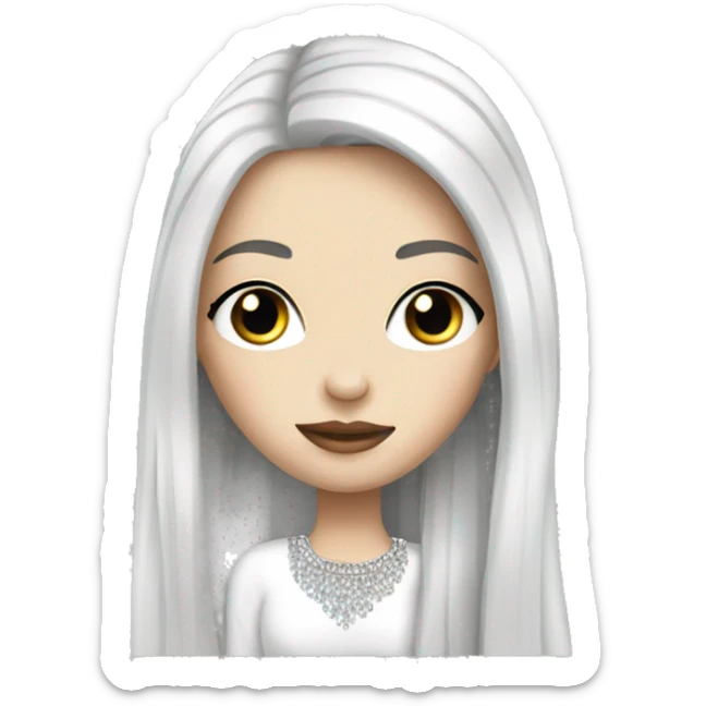 pale girl with long black hair luxury bling sticker