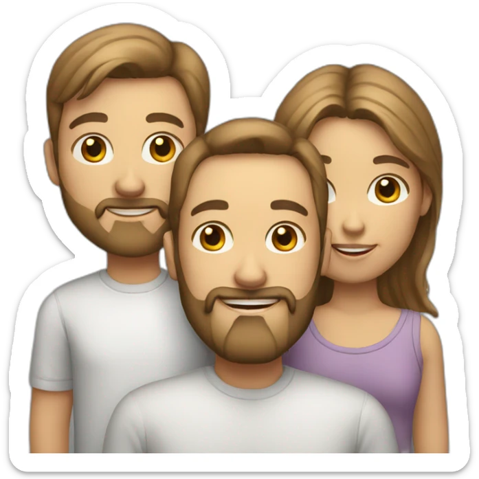 White Father with beard and 3 kids (Male teenager, young female, young male) sticker