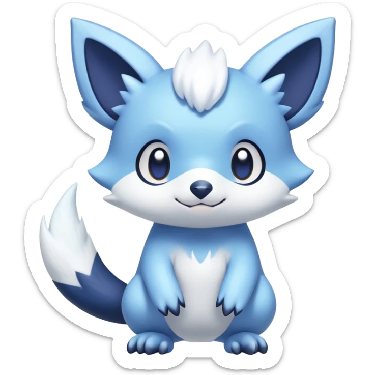 Shiny snowy pastel Noibat-Meowstic-Oshawott-Fakémon-hybrid-creature (full body)  sticker