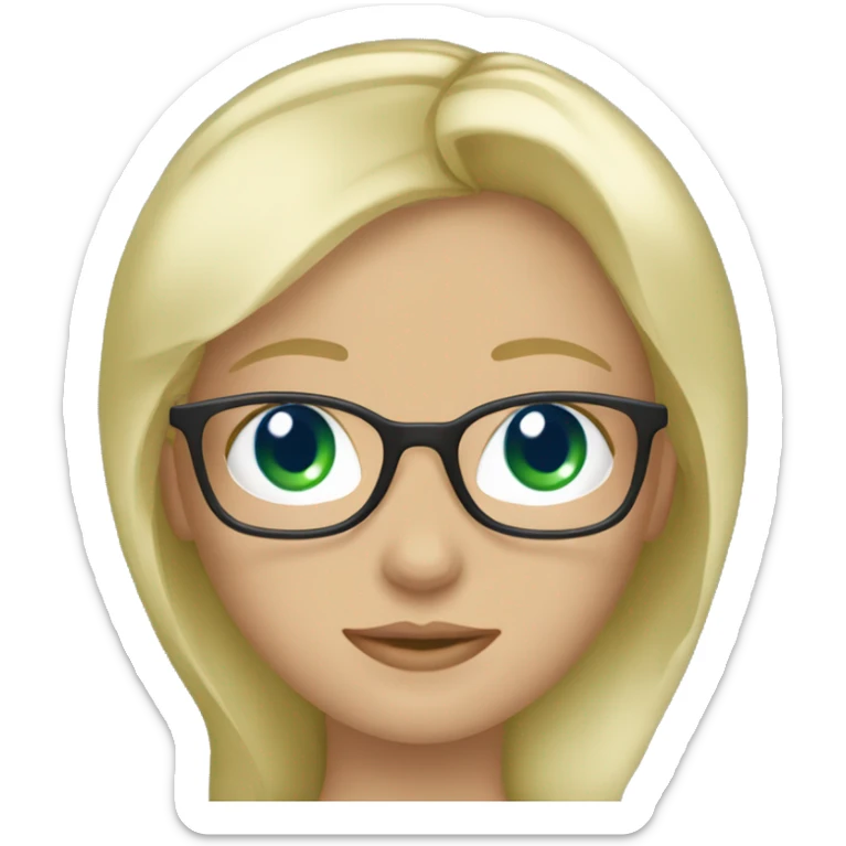 Green blue eyes, glasse, straight blonde hair, femine, women  sticker