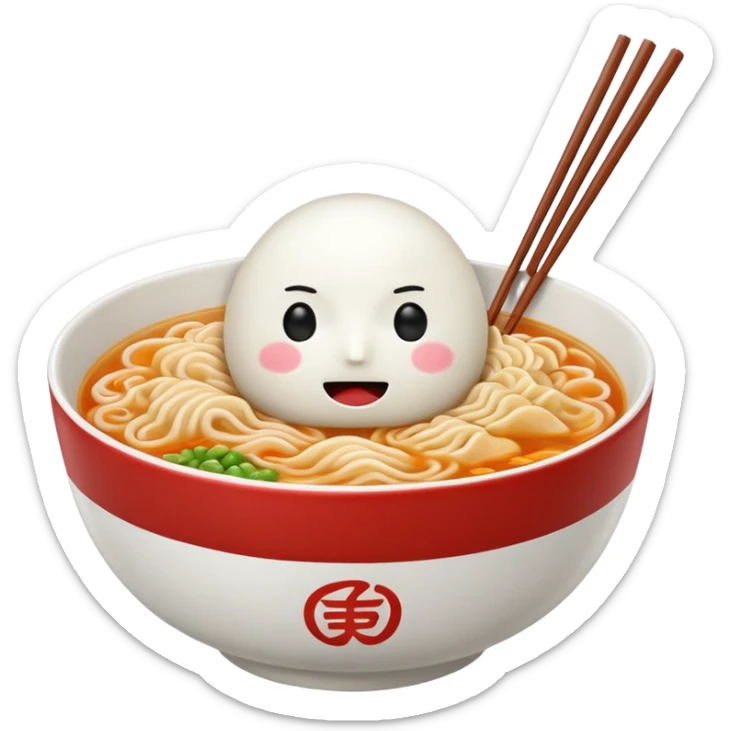 make the bowl of the ramen with a cute face and no face on the noodles and 2 chopsticks only sticker