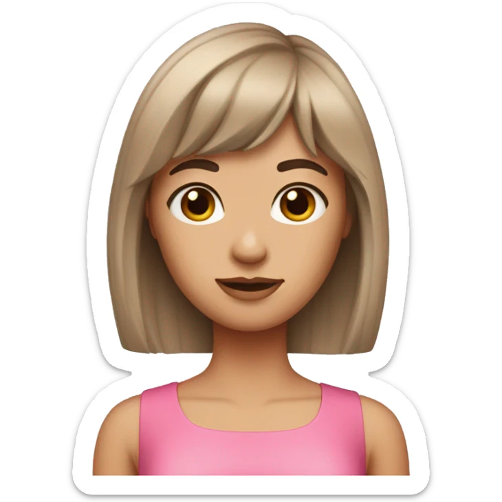 Woman with long dark-hair with bangs pink dress sticker