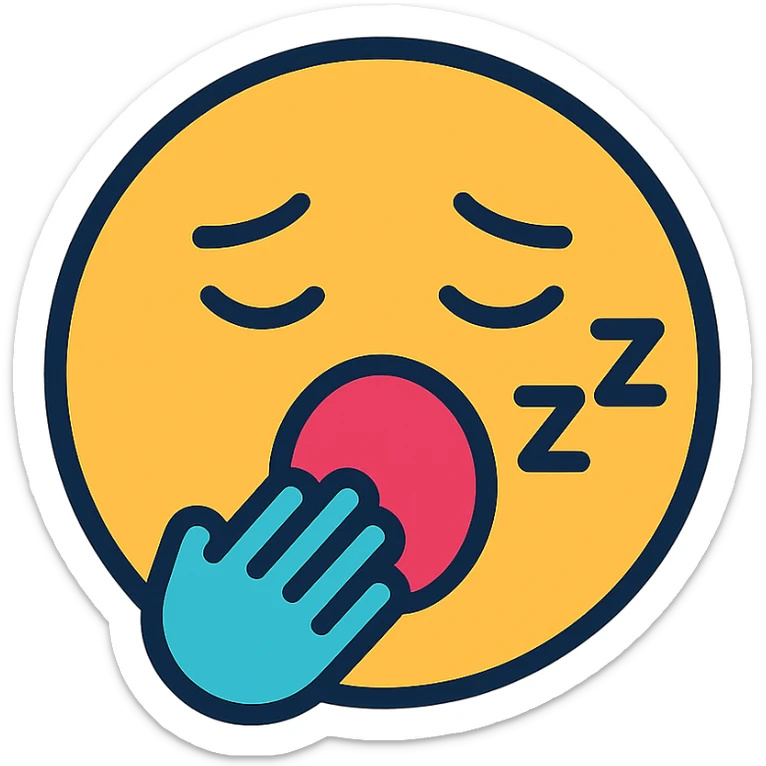 the concept of boring as a color-outlined icon showing a yawning face or dull object sticker