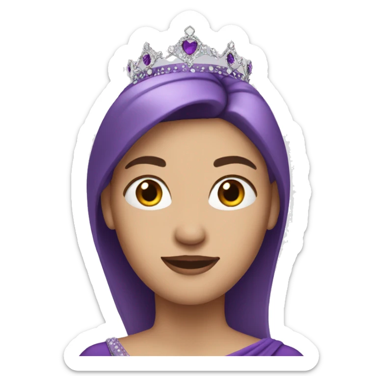 White woman with purple tiara and purple gown sticker