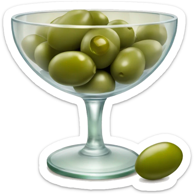 crystal bowl of green olives and glass of wine  sticker