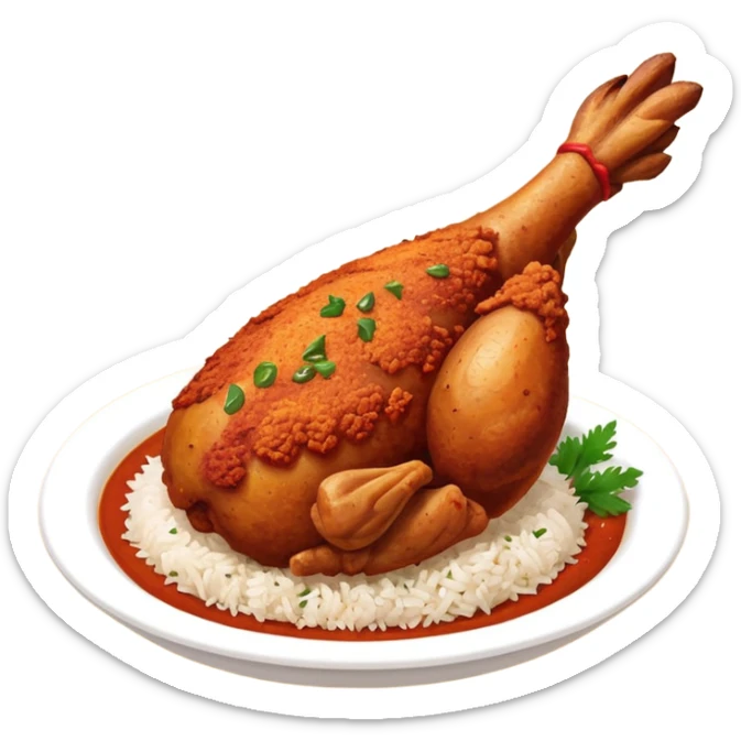 chickenwhole leg fry with  tandoori red masala rice sticker