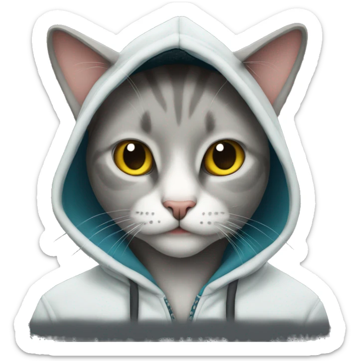 Cat wearing hoodie sticker