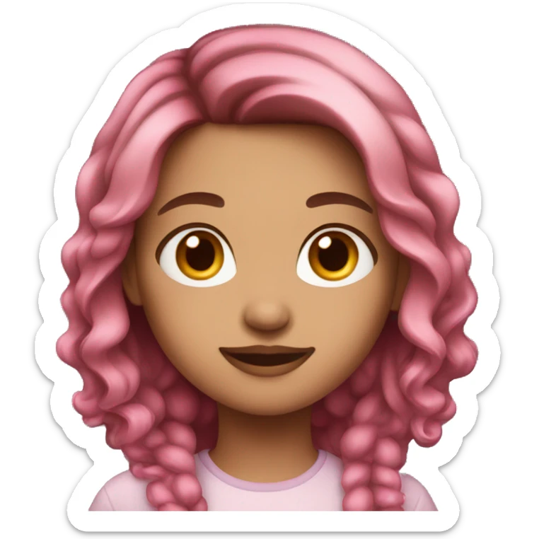 Girl with brown hair and pink highlights sticker