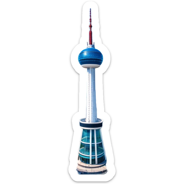 ​Cinematic Realistic N Seoul Tower, depicted in brilliant daylight as a slender, single-column tower rising from a modern cityscape, crowned by a sleek cylindrical observation deck offering panoramic views over Seoul, with crisp glass and steel surfaces reflecting clear blue skies and subtle architectural details that capture its futuristic elegance, sticker