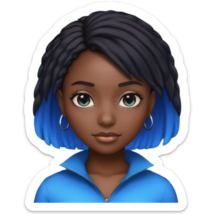 i want an emoji of a cool barb girl that likes blue, a techie girl that is like a matrix character and is black sticker