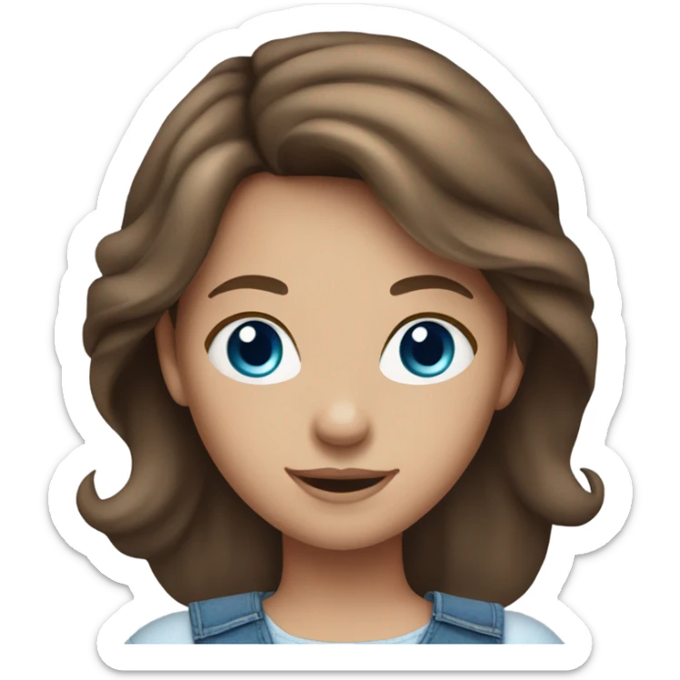 Pretty girl brown hair blue eyes Jeans dress sticker