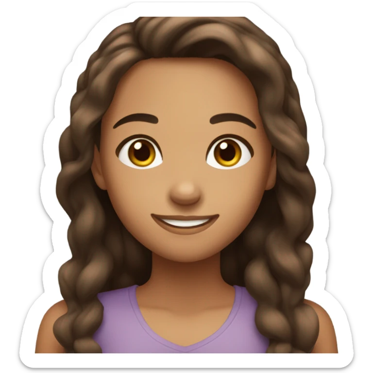 tanned girl with long brown hair and brown eyes smiling  sticker