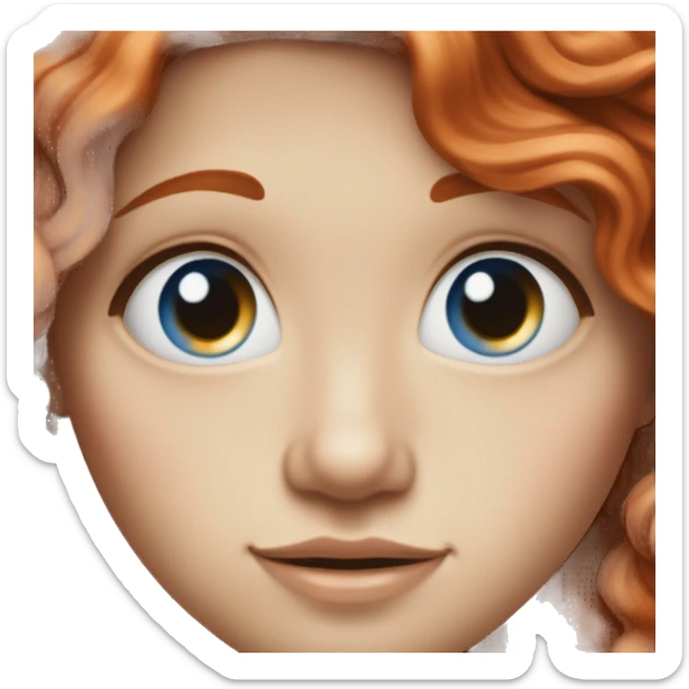 long wavy red hair, blue eyes, white skin, nose ring sticker