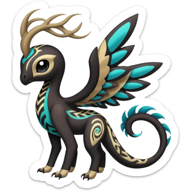Tribal Exotic Colorful Tropical Meloetta-Venom-Stitch-Zekrom-fusion, full body, tribal markings  sticker