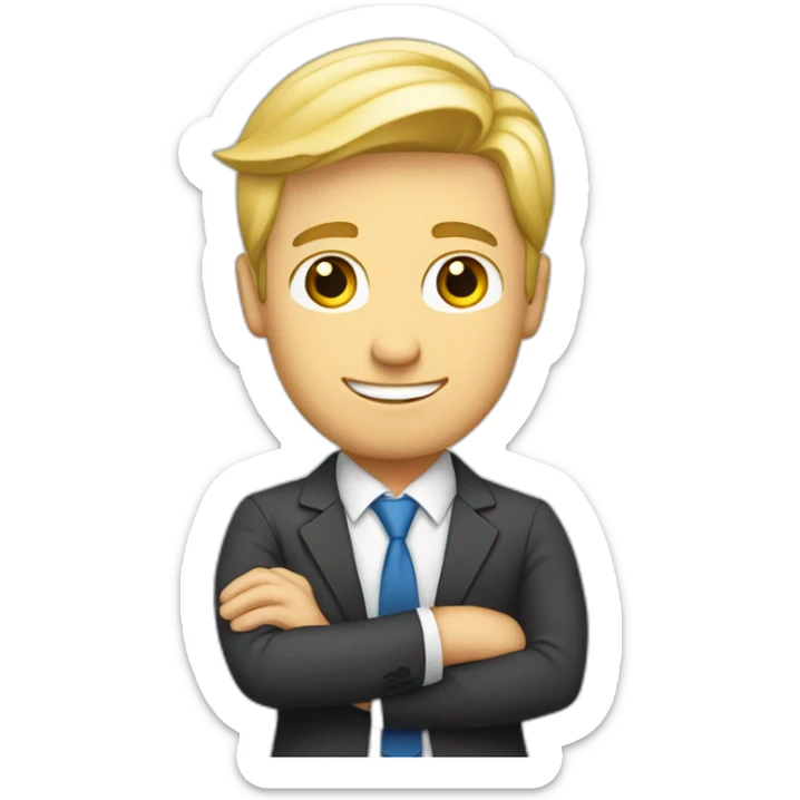caucasian and blonde businessman crossing his arms proudly sticker