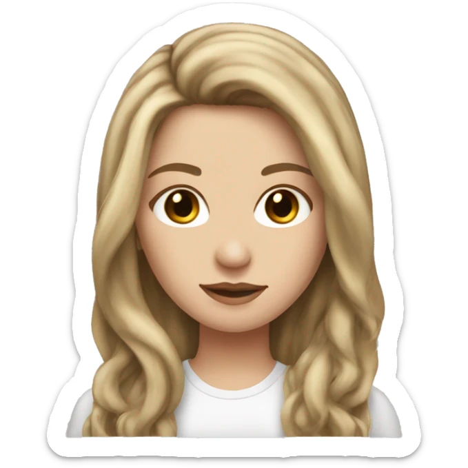 White girl with long voluminous brown hair with blonde highlights sticker