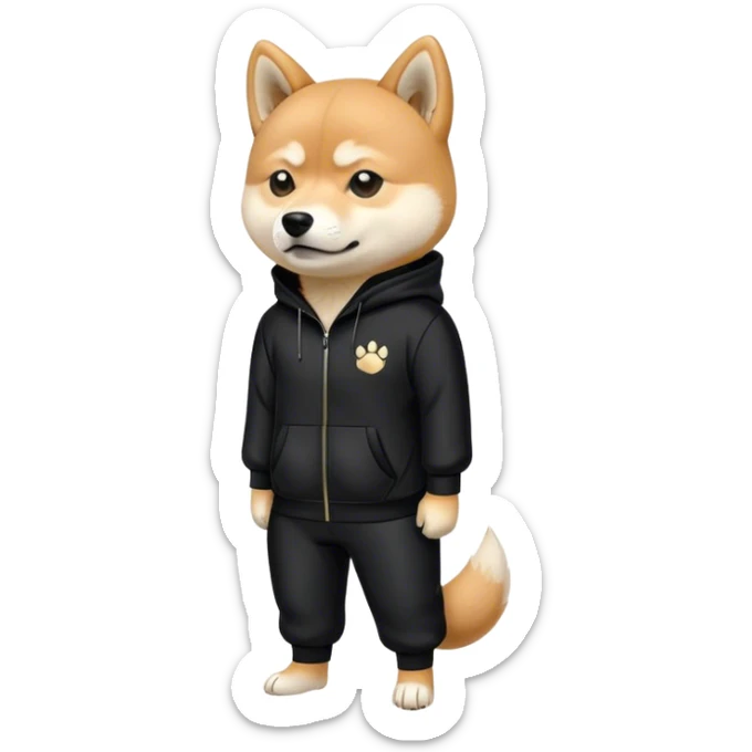 Slavic hooligan Shiba Doge in full black slavic tracksuit sticker