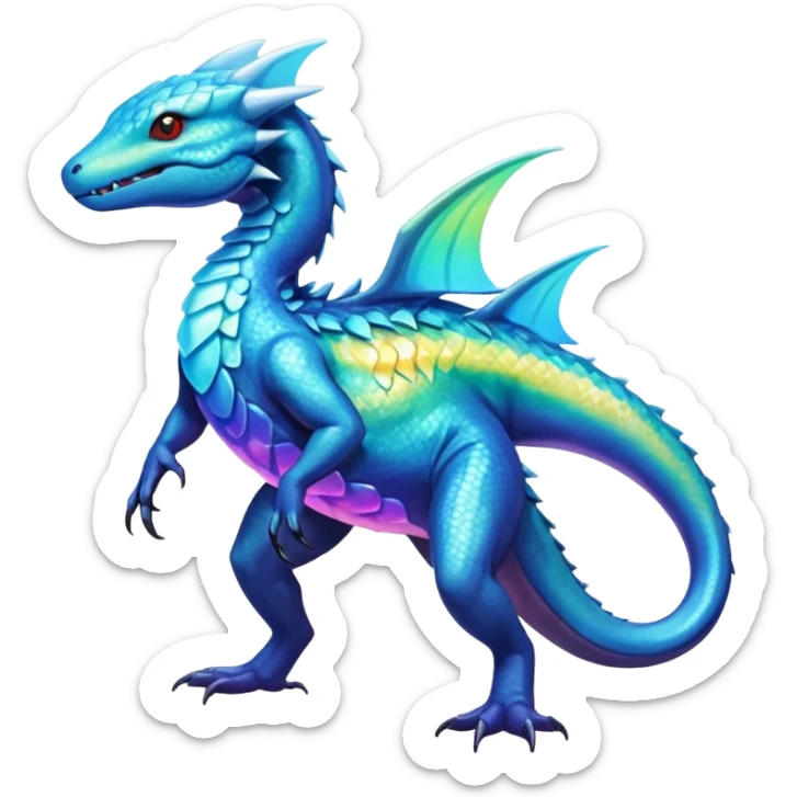 Colorful Shiny Exotic Amaura-Salandit-Aurorus-Fakémon-hybrid-creature (full body)  sticker