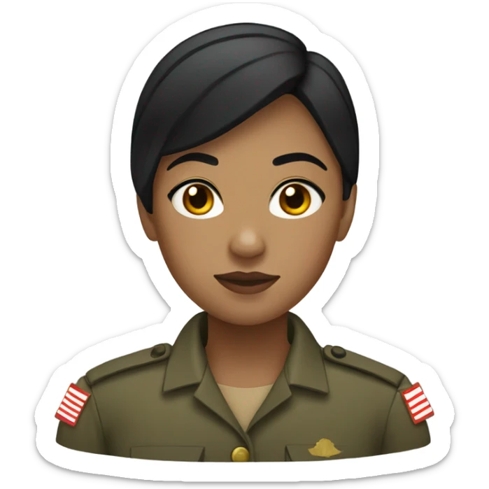 Female marine corps with short black hair light skin girl sticker