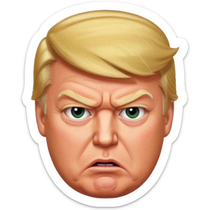 Donald Trump is very furious. Red with anger. photorealistic. high quiality  sticker