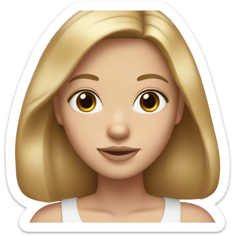 white girl with brunette/blonde hair and light brown eyes and pink lips  sticker
