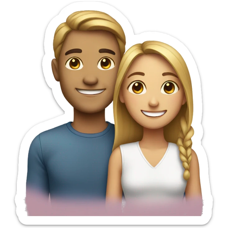 smiling girl with man sticker