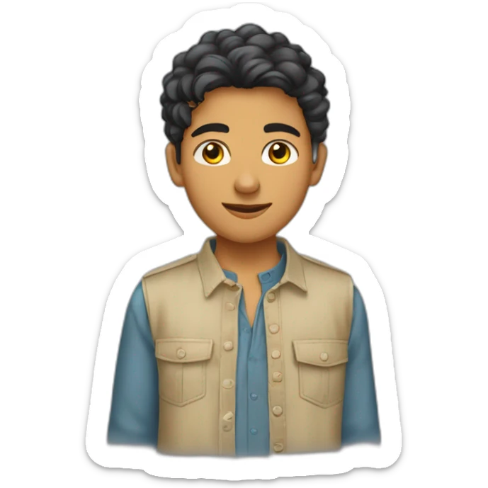 Un jeune homme de 14 ans portant une chemise marocaine sticker