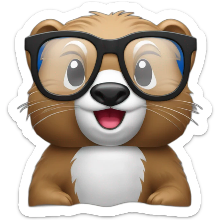 Beaver wearing glasses and black T-shirt with title „Pepsi” print on it sticker