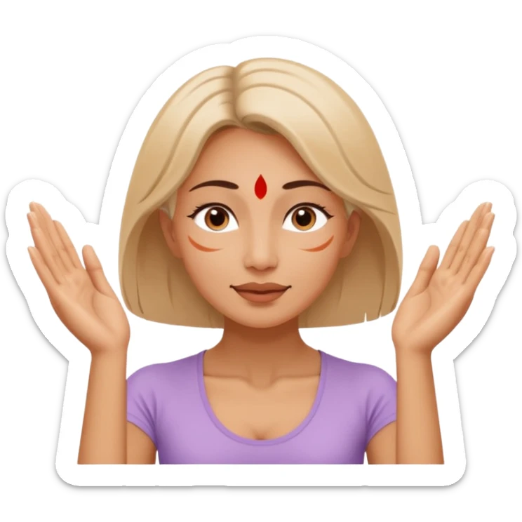 Minimal wellness-style emoji of a woman doing face yoga exercises, hands gently lifting and stretching facial muscles, calm and natural look, clear face yoga movement, simple and easy-to-understand icon, no beauty or medical elements

 sticker