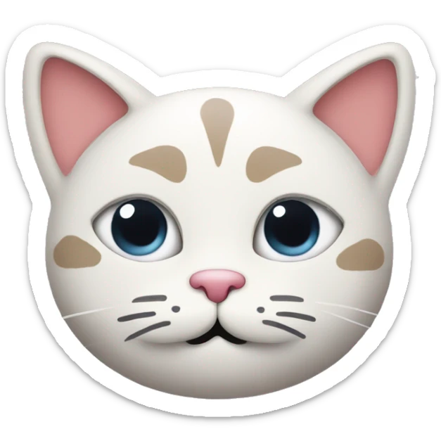 Cat with big hearts in place of eyes with a soft smile. Minimalist style sticker